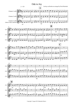 Ode to Joy for Clarinet Trio