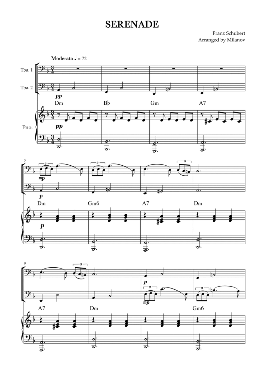 Serenade | Schubert | Tuba duet and piano | Chords image number null