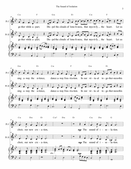 The Sound of Isolation - a choral piece for online choirs - two part with descant and piano image number null