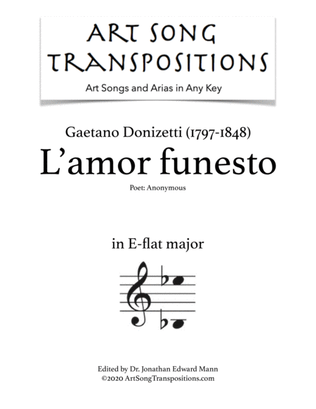 Book cover for DONIZETTI: L'amor funesto, A 286 (transposed to E-flat major, with cello)