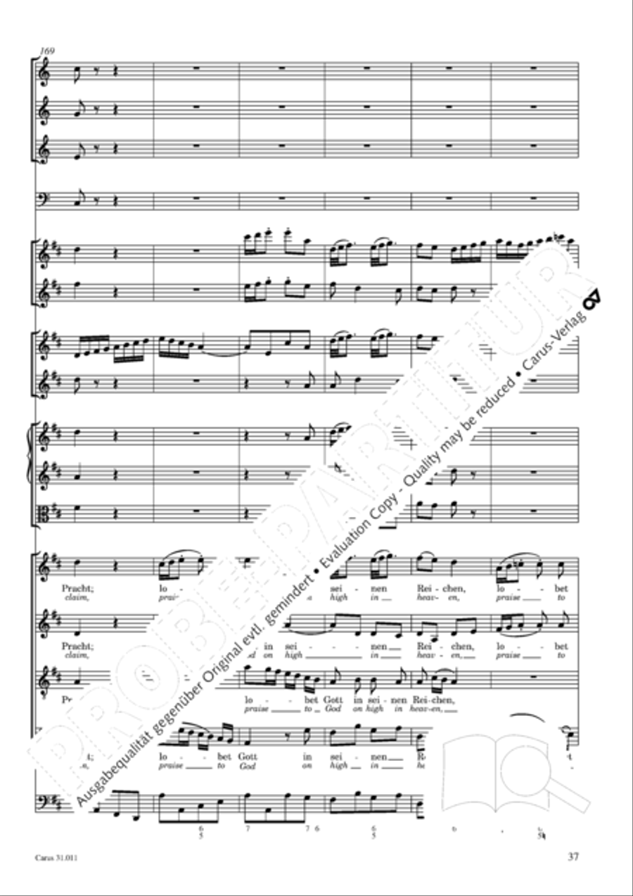 Lobet Gott in seinen Reichen (Himmelfahrtsoratorium) 4-Part scores gallery preview page 38