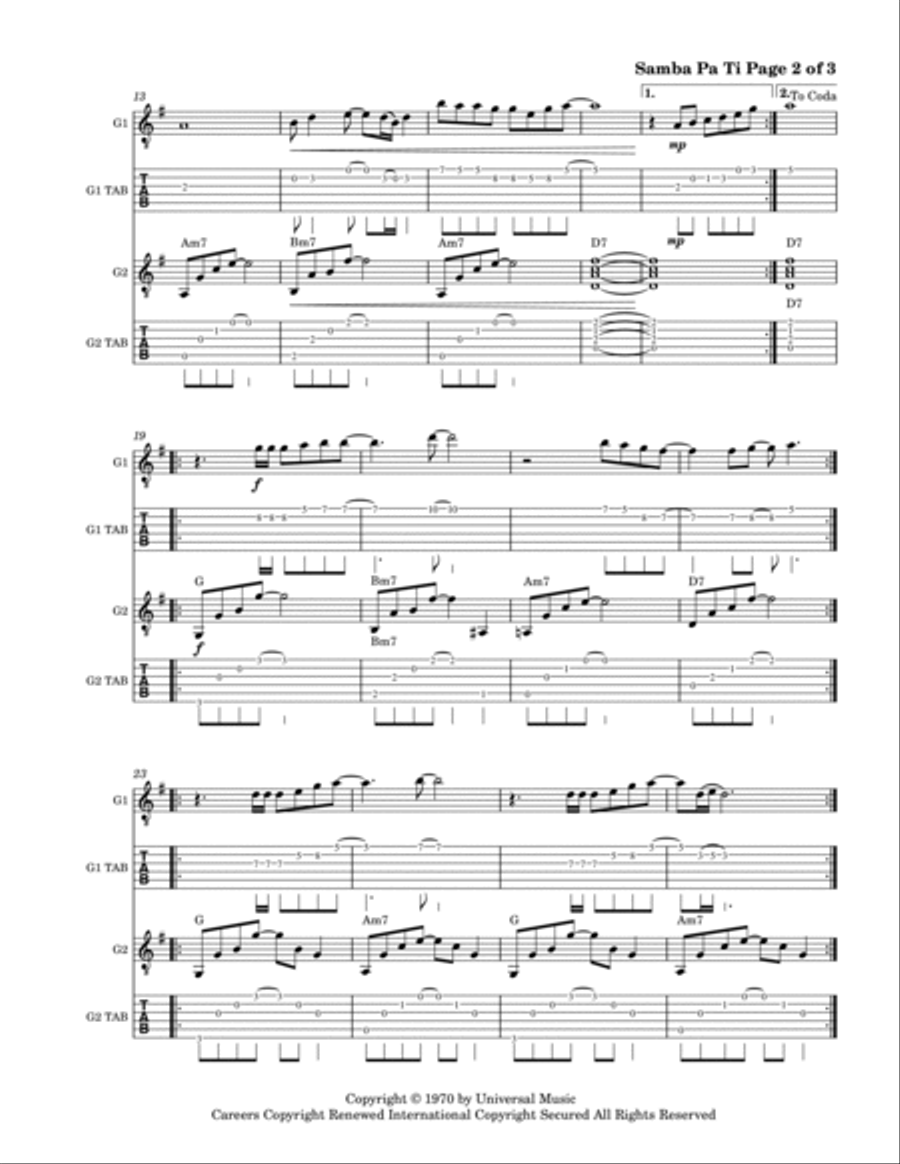Samba Pa Ti Guitar scores gallery preview page 3