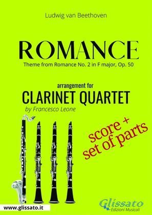 Book cover for Theme from "Romance in F" for Clarinet Quartet score & parts