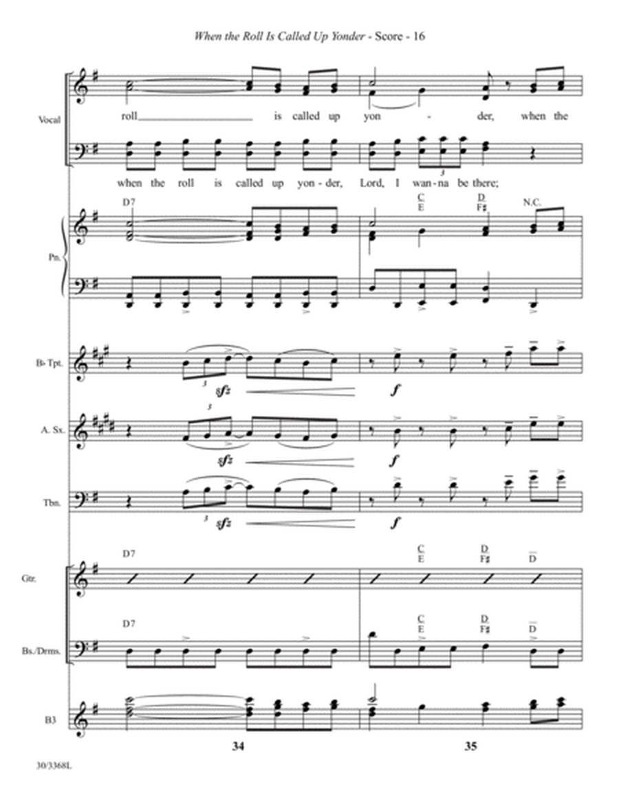 When the Roll Is Called Up Yonder - Instrumental Ensemble Score and Parts