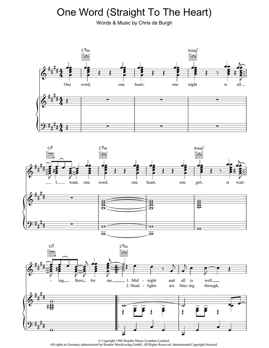 One Word (Straight To The Heart) Acoustic Guitar scores gallery preview page 1