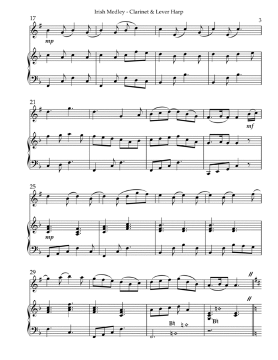 Irish Medley, Duet for Bb Clarinet & Lever Harp image number null