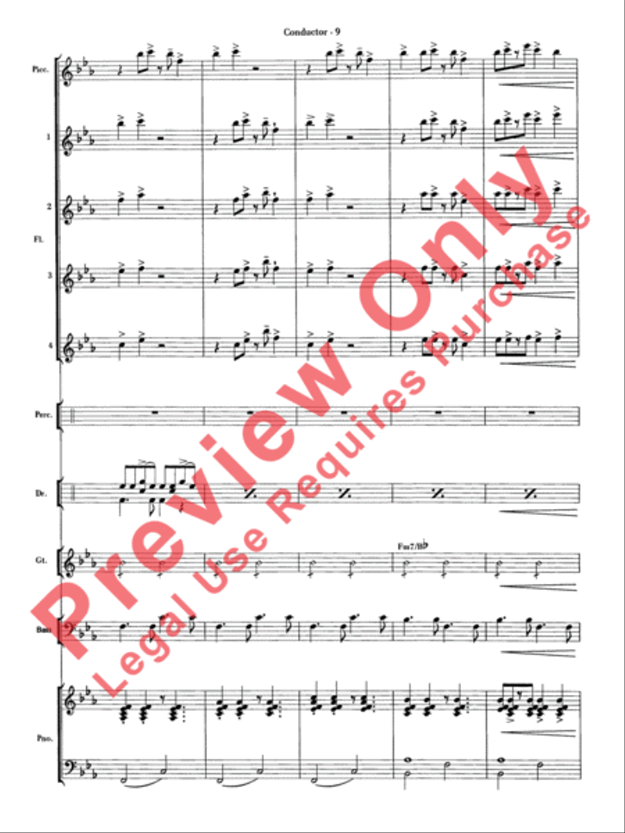 Sleigh Ride Samba Flute Choir scores gallery preview page 10