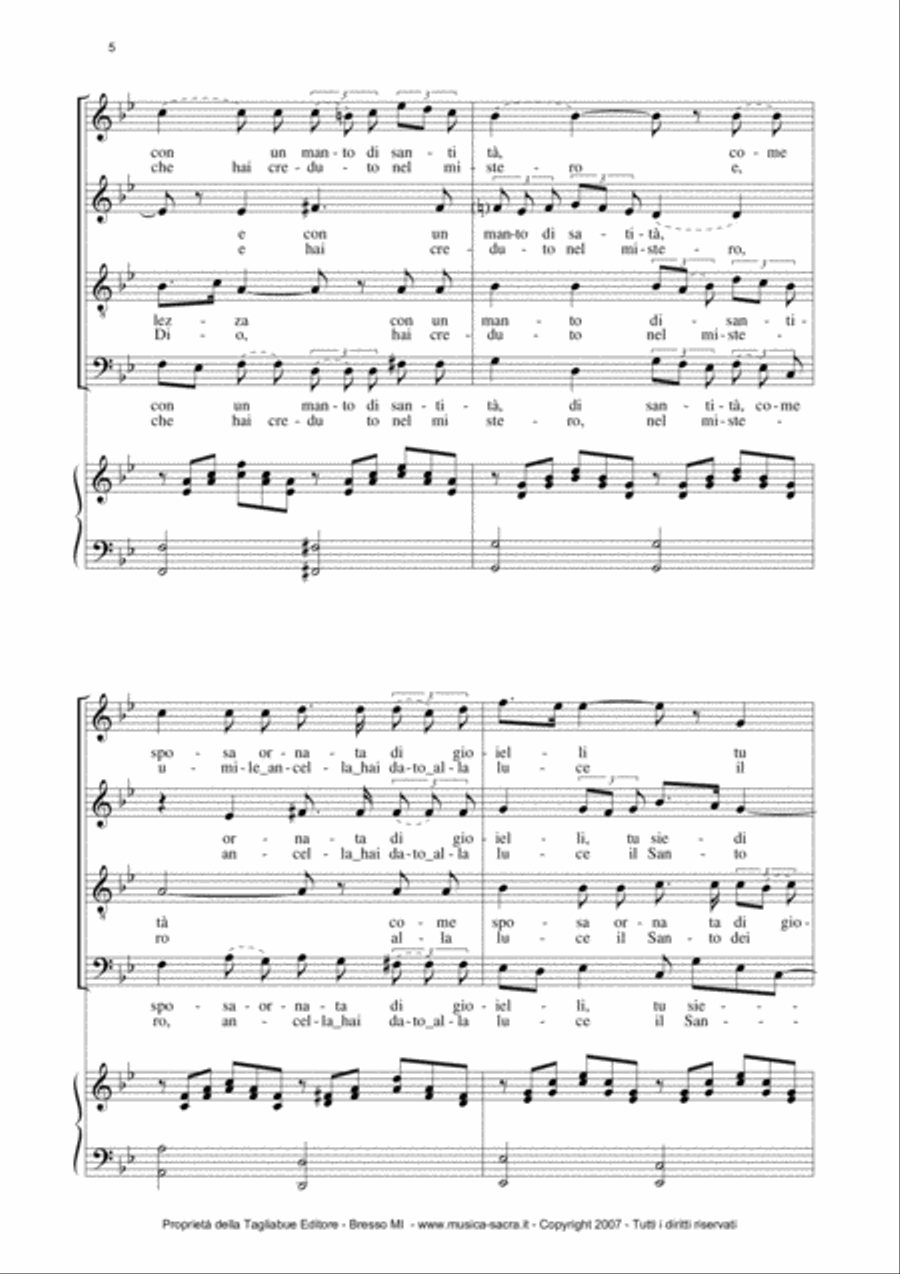AVE MARIA by Schubert - Italian Lyrics - Choir SATB - With Choir Parts 4-Part scores gallery preview page 5