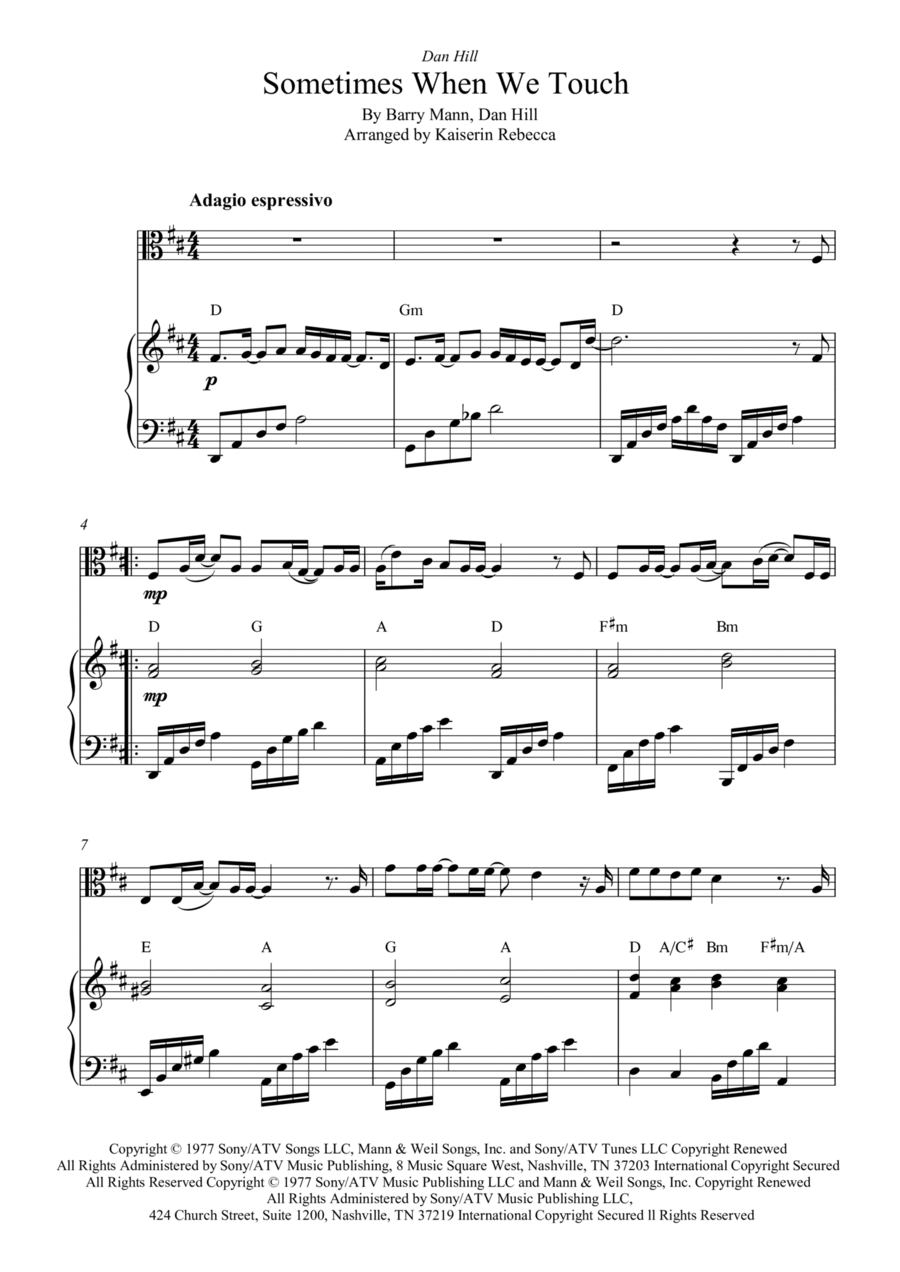 Sometimes When We Touch Viola scores gallery preview page 1