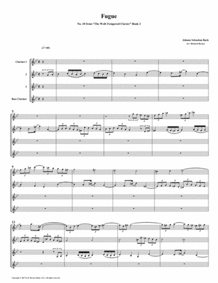 Fugue 10 from Well-Tempered Clavier, Book 2 (Clarinet Quartet)