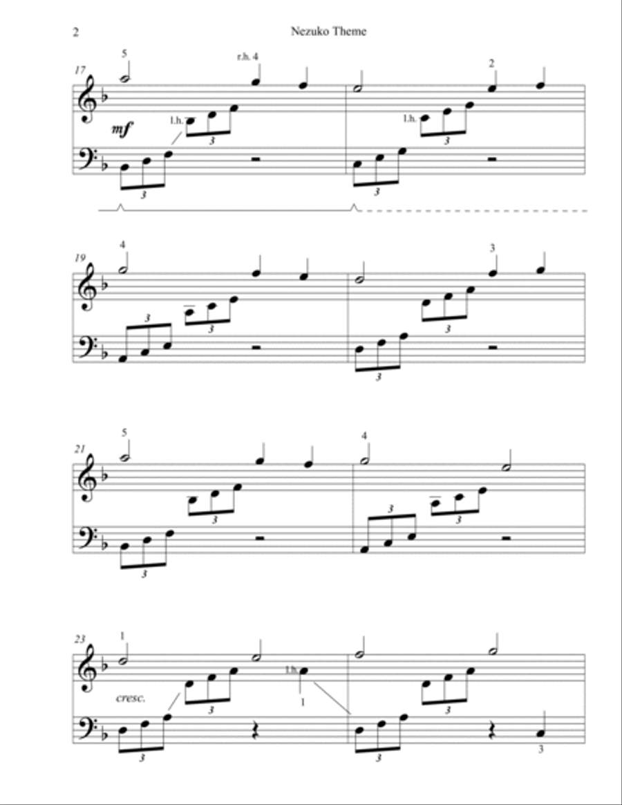 Nezuko Easy Piano scores gallery preview page 2