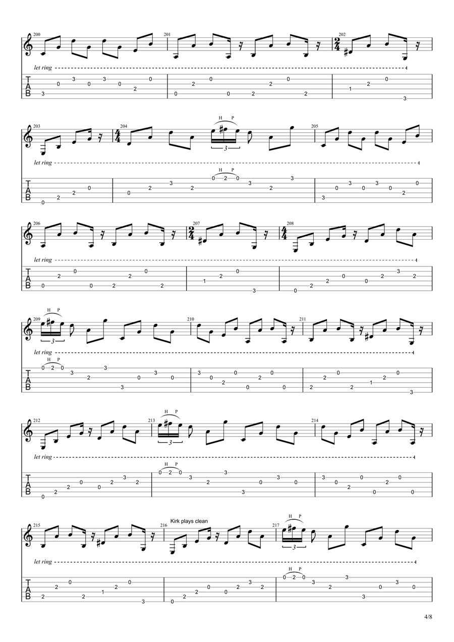 Master Of Puppets Guitar Tablature scores gallery preview page 4