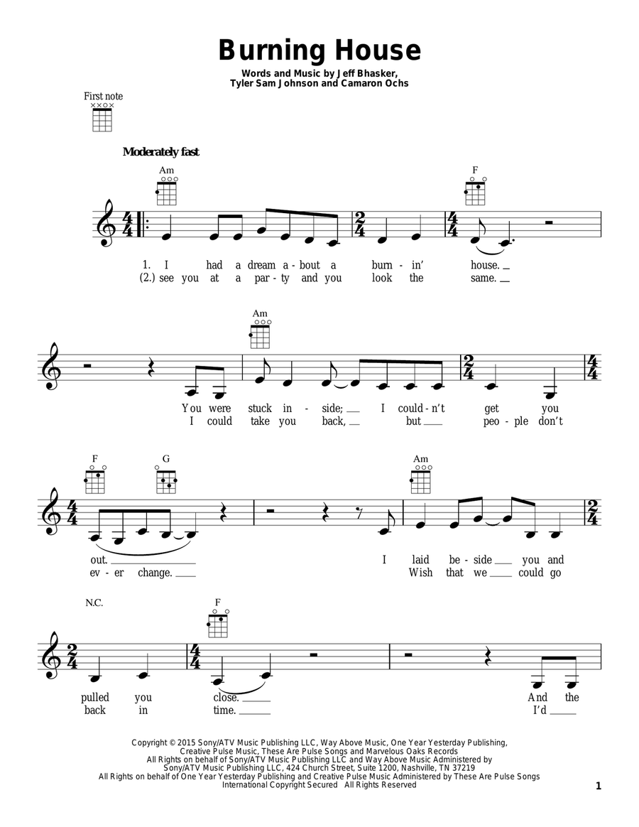 Burning House Burning House Ukulele scores gallery preview page 1