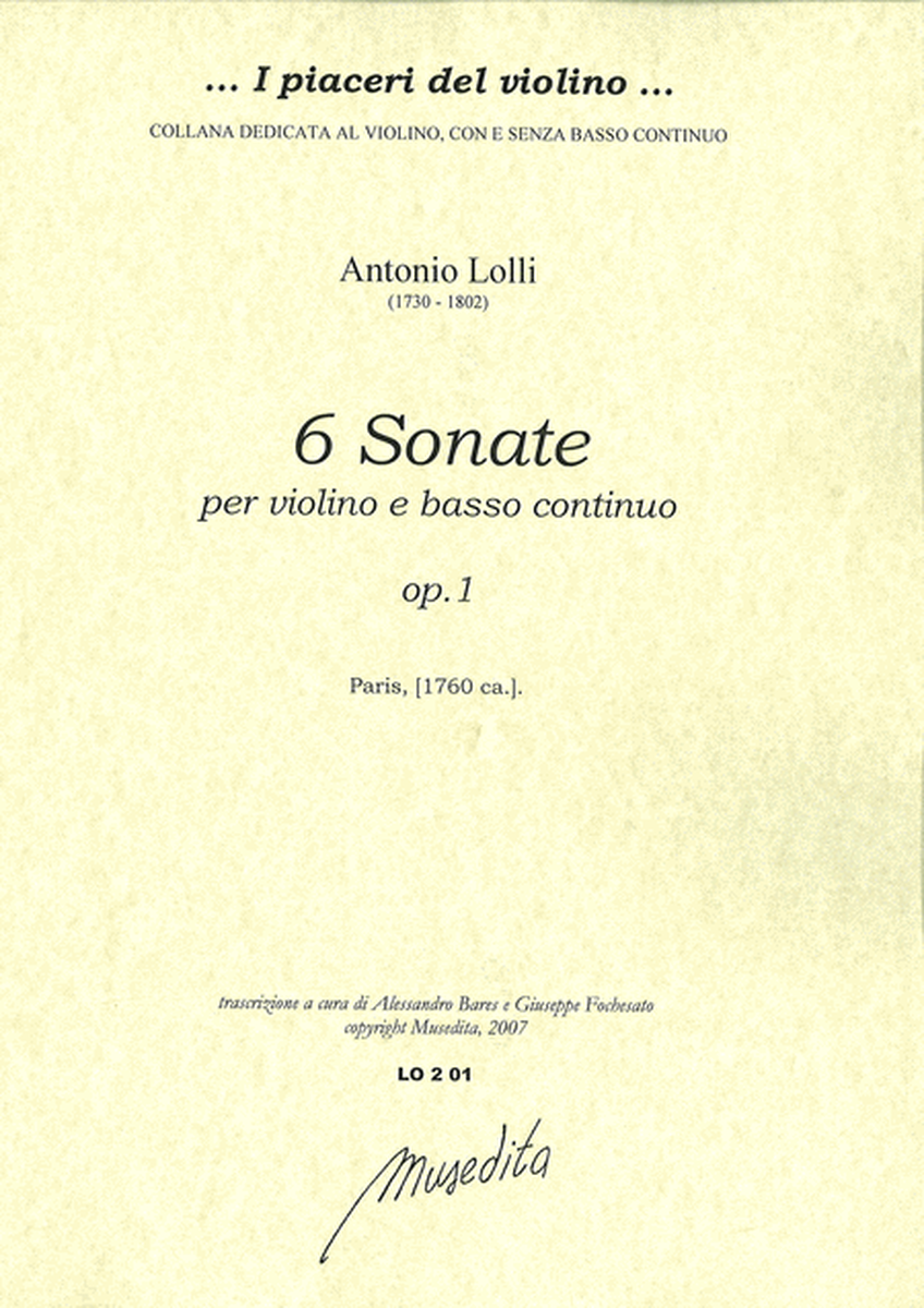 6 Sonate op.1 (Paris, 1760 ca.)