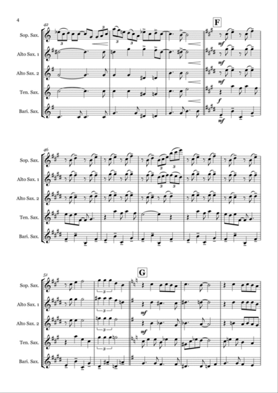 Dream A Little Dream Of Me Saxophone Quintet scores gallery preview page 4