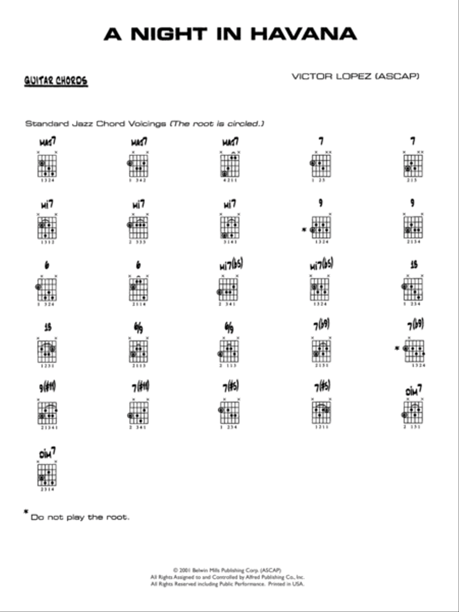 A Night in Havana: Guitar Chords Jazz Ensemble scores gallery preview page 1