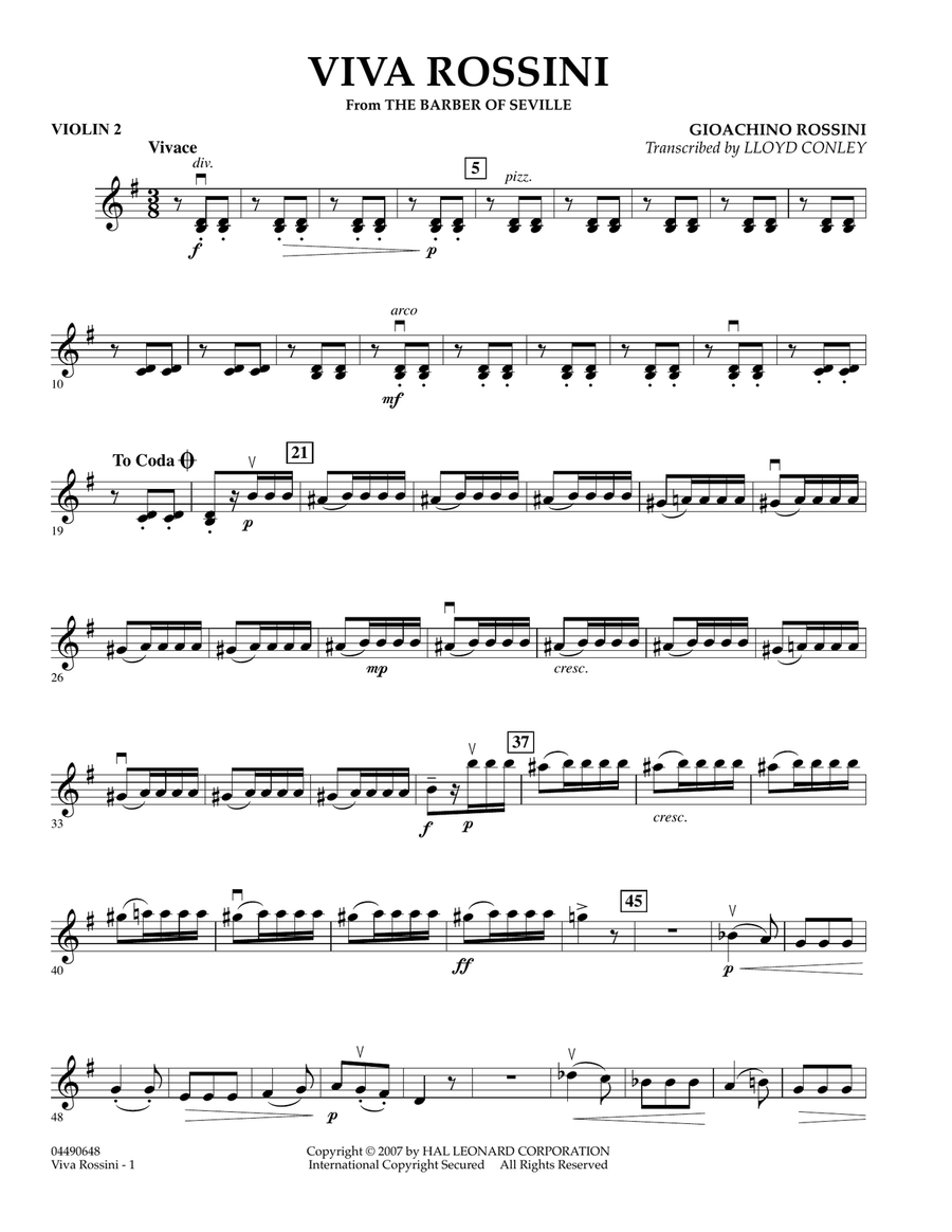 Viva Rossini (from The Barber Of Seville) - Violin 2 Orchestra scores gallery preview page 1