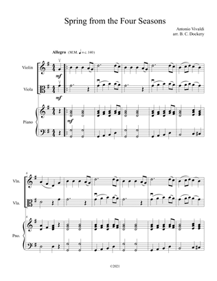 Spring from the Four Seasons (Violin and Viola Duet with Piano Accompaniment)