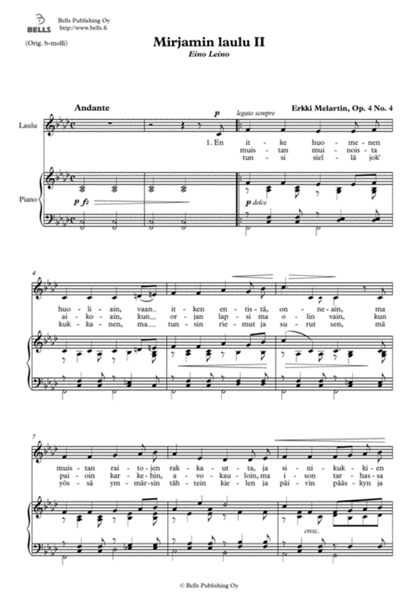 Mirjamin laulu 2, Op. 4 No. 4 (F minor)