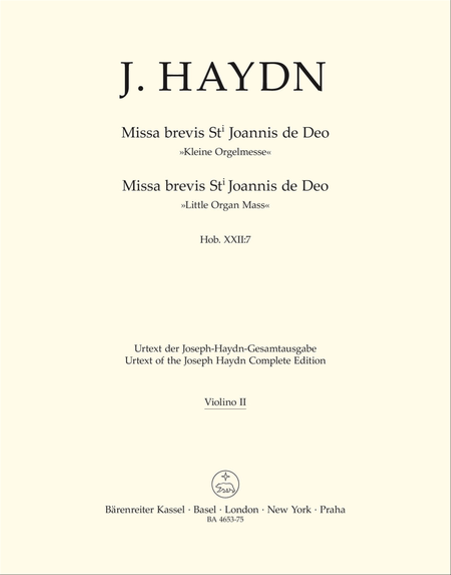 Missa brevis Sancti Joannis de Deo Hob.XXII:7 'Little Organ Mass' Violin scores gallery preview page 1