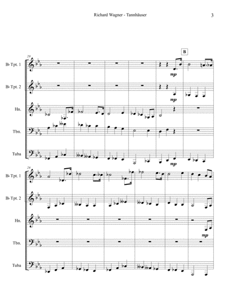 Richard Wagner - Tannhäuser (Pilgrim's Chorus) for Brass Quintet image number null