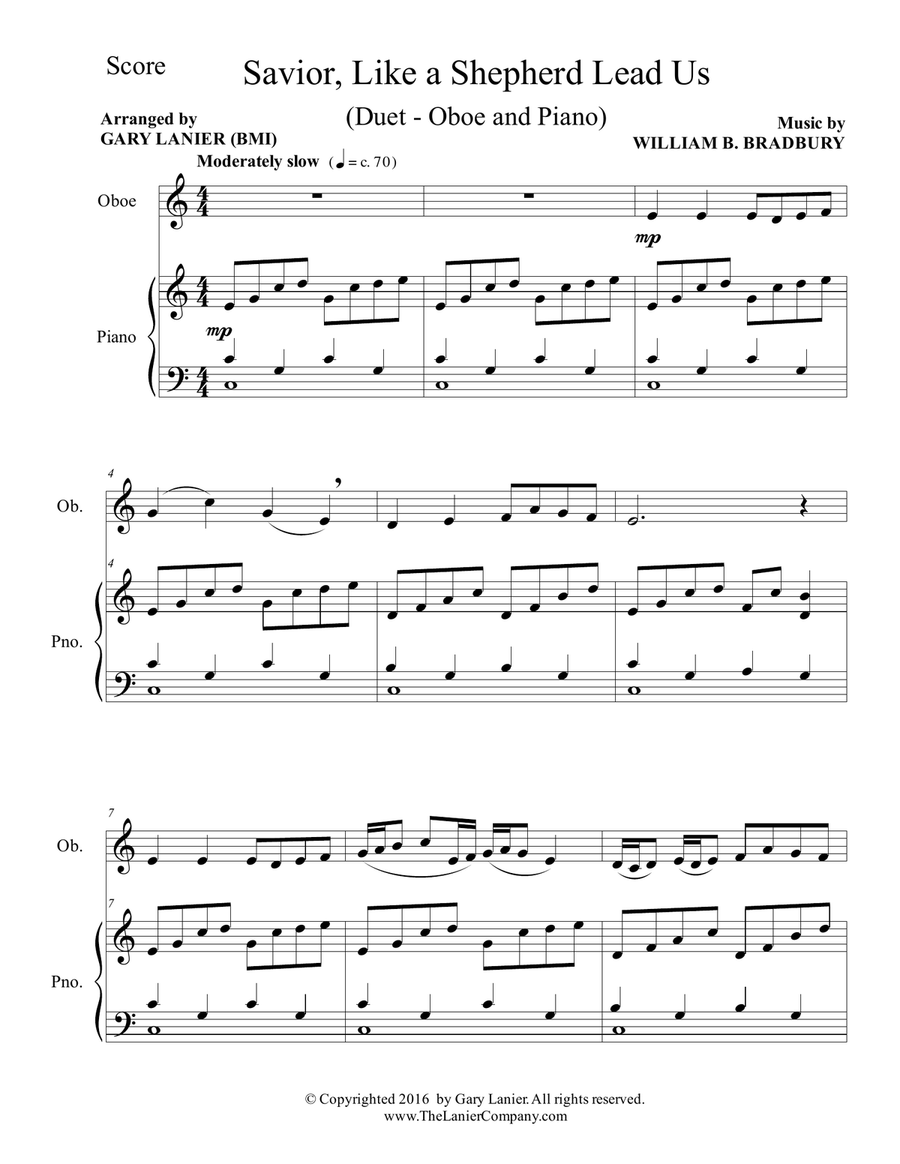 SAVIOR, LIKE A SHEPHERD LEAD US (Duet – Oboe & Piano with Parts) Piano scores gallery preview page 2