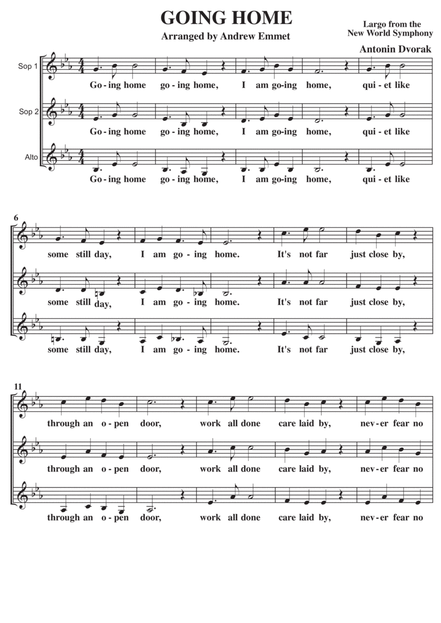 Going Home A Cappella SSA SSA scores gallery preview page 1