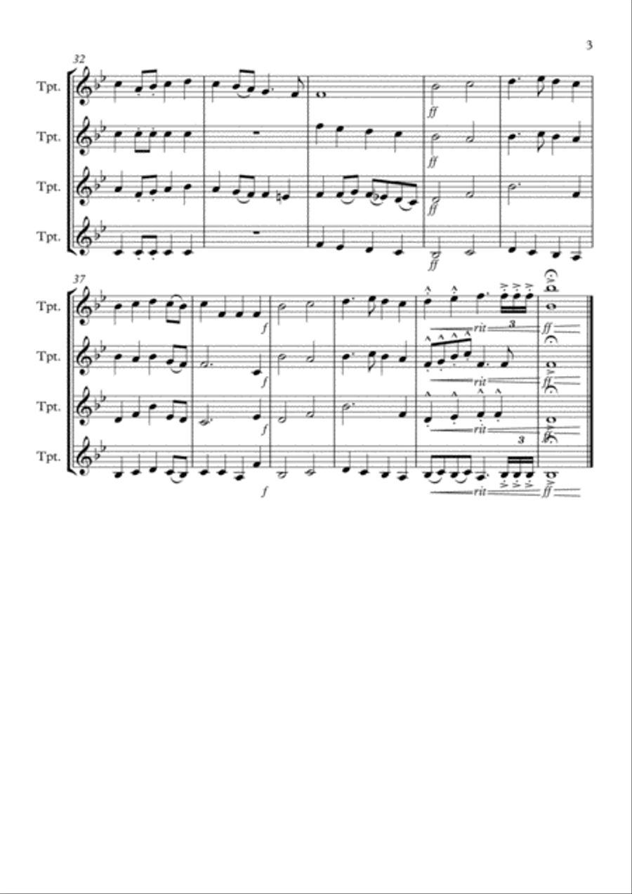 Trumpet Voluntary For 4 Trumpets in B Flat Trumpet Voluntary For 4 Trumpets in B Flat Brass Ensemble scores gallery preview page 3