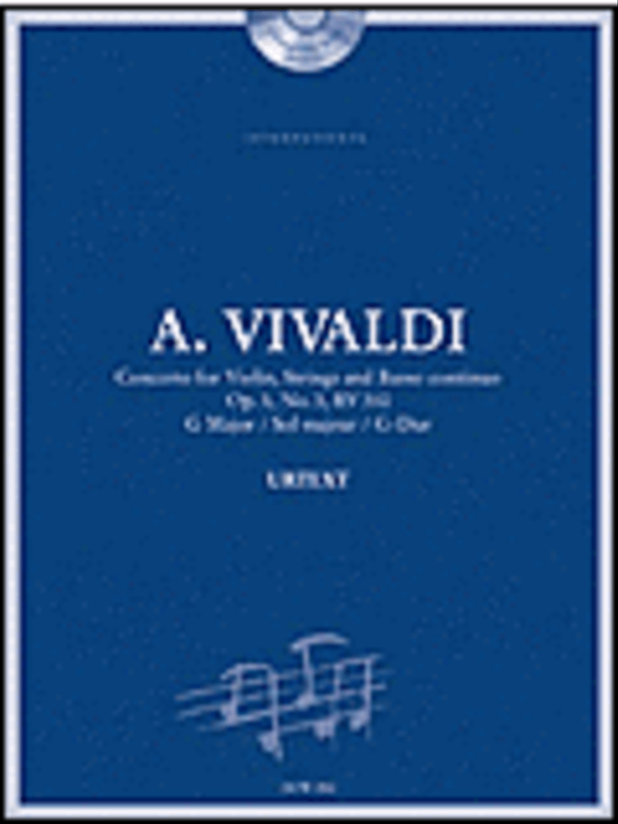 Vivaldi: Concerto for Violin, Strings and Basso Continuo in G Major, Op. 3, No. 3, RV 310 by Antonio Vivaldi Violin Solo - Sheet Music