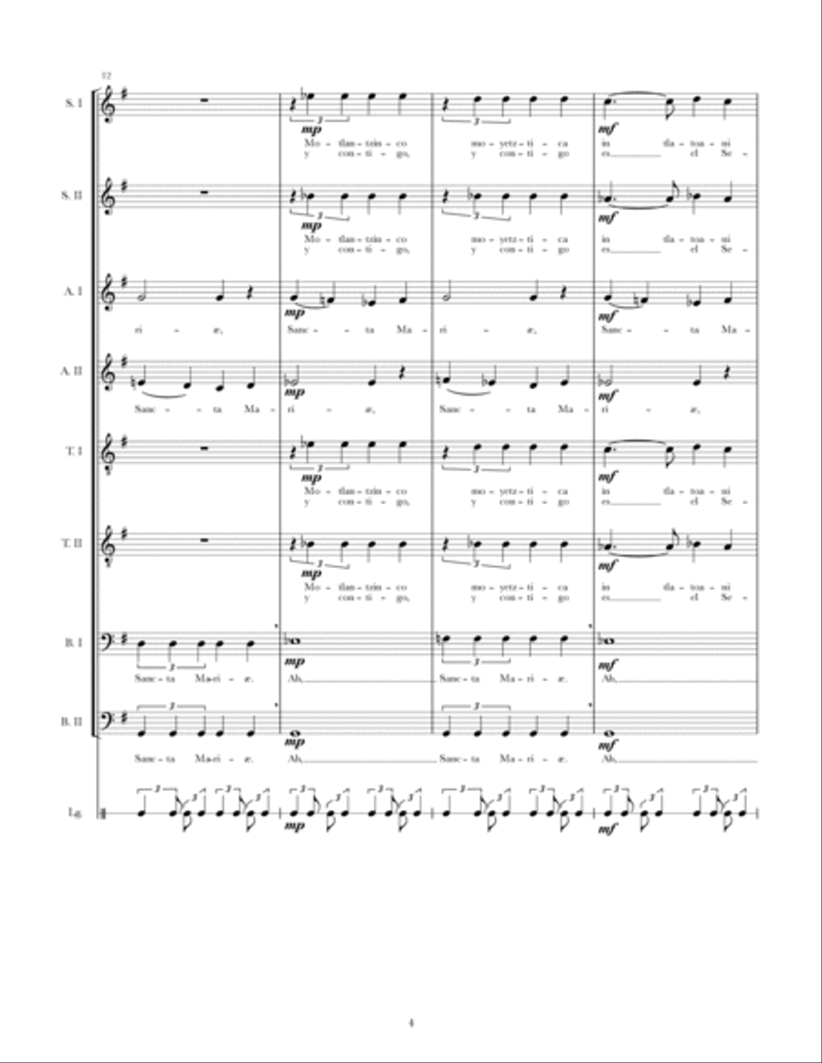 Ave Maria Náhuatl for mixed choir (SSAATTBB) SSAATTBB scores gallery preview page 4