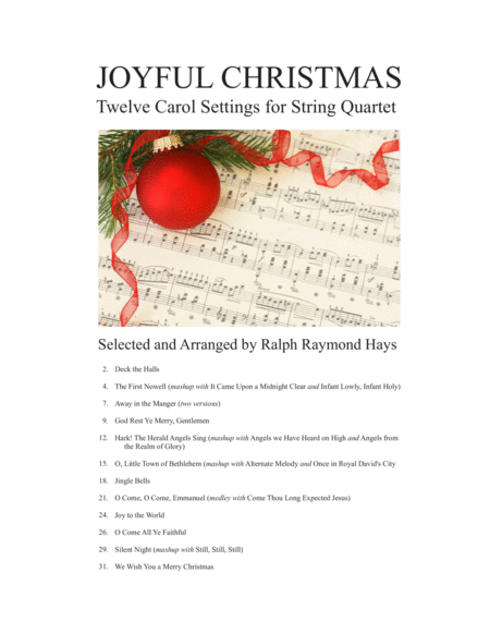 JOYFUL CHRISTMAS: Twelve Carol Settings for String Quartet image number null