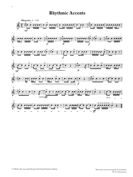 Rhythmic Accents from Graded Music for Snare Drum, Book II