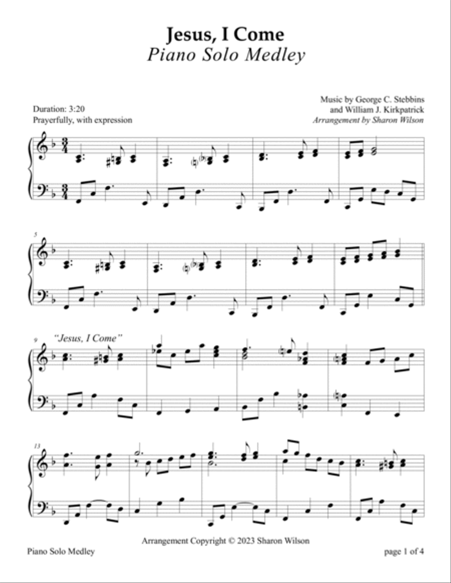 Jesus, I Come Medley (with Lord, I'm Coming Home) Piano Solo scores gallery preview page 3
