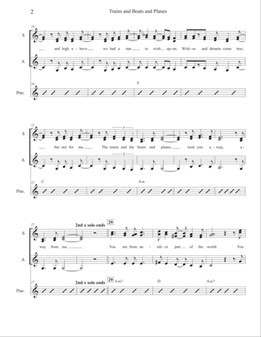 Trains And Boats And Planes SSA scores gallery preview page 2