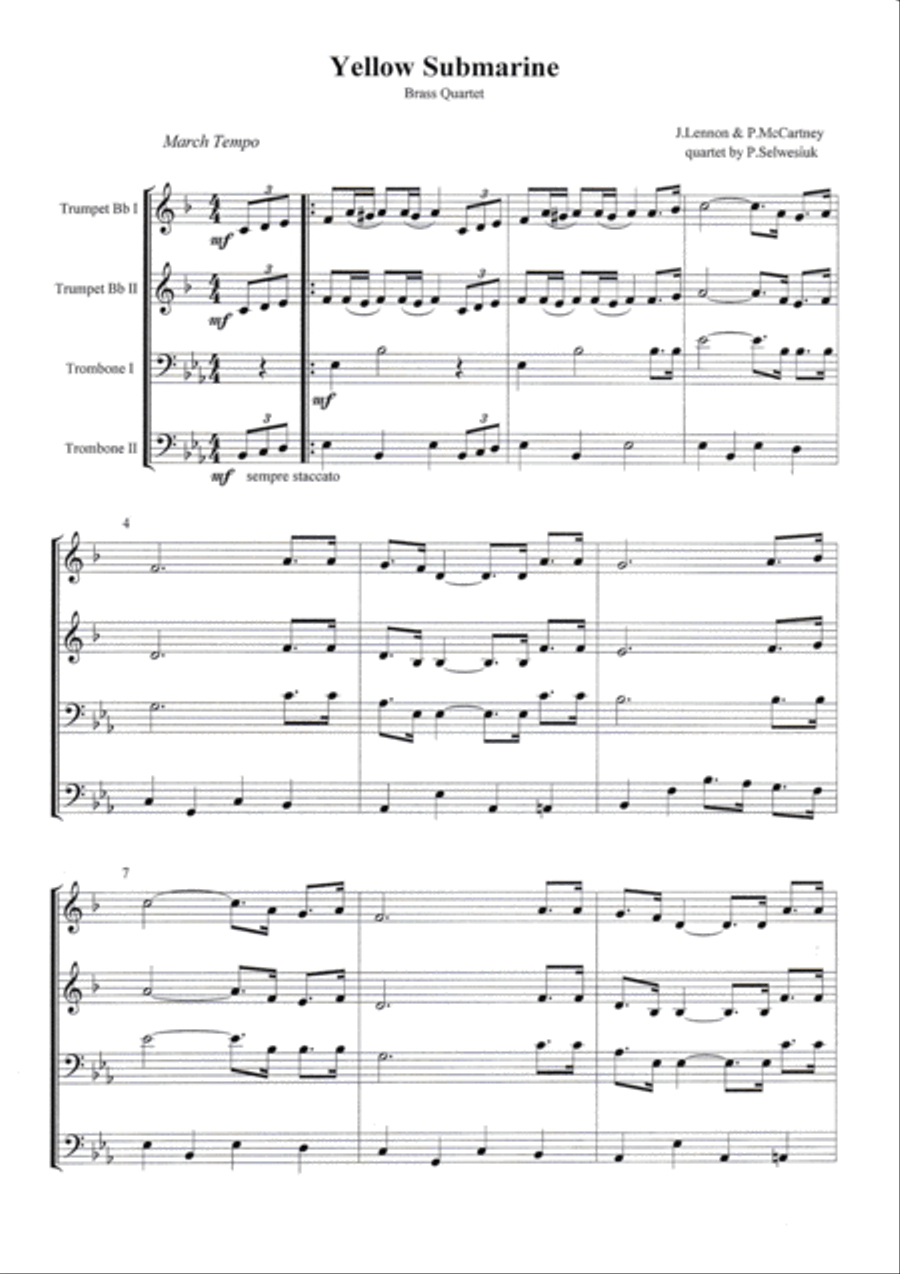 Yellow Submarine Brass Ensemble scores gallery preview page 1