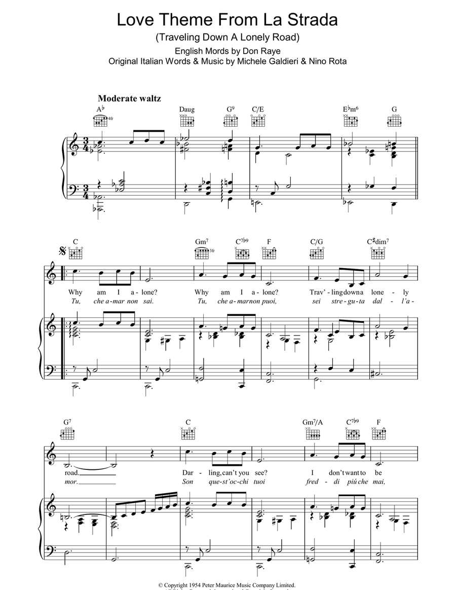 Love Theme (from La Strada) Guitar scores gallery preview page 1