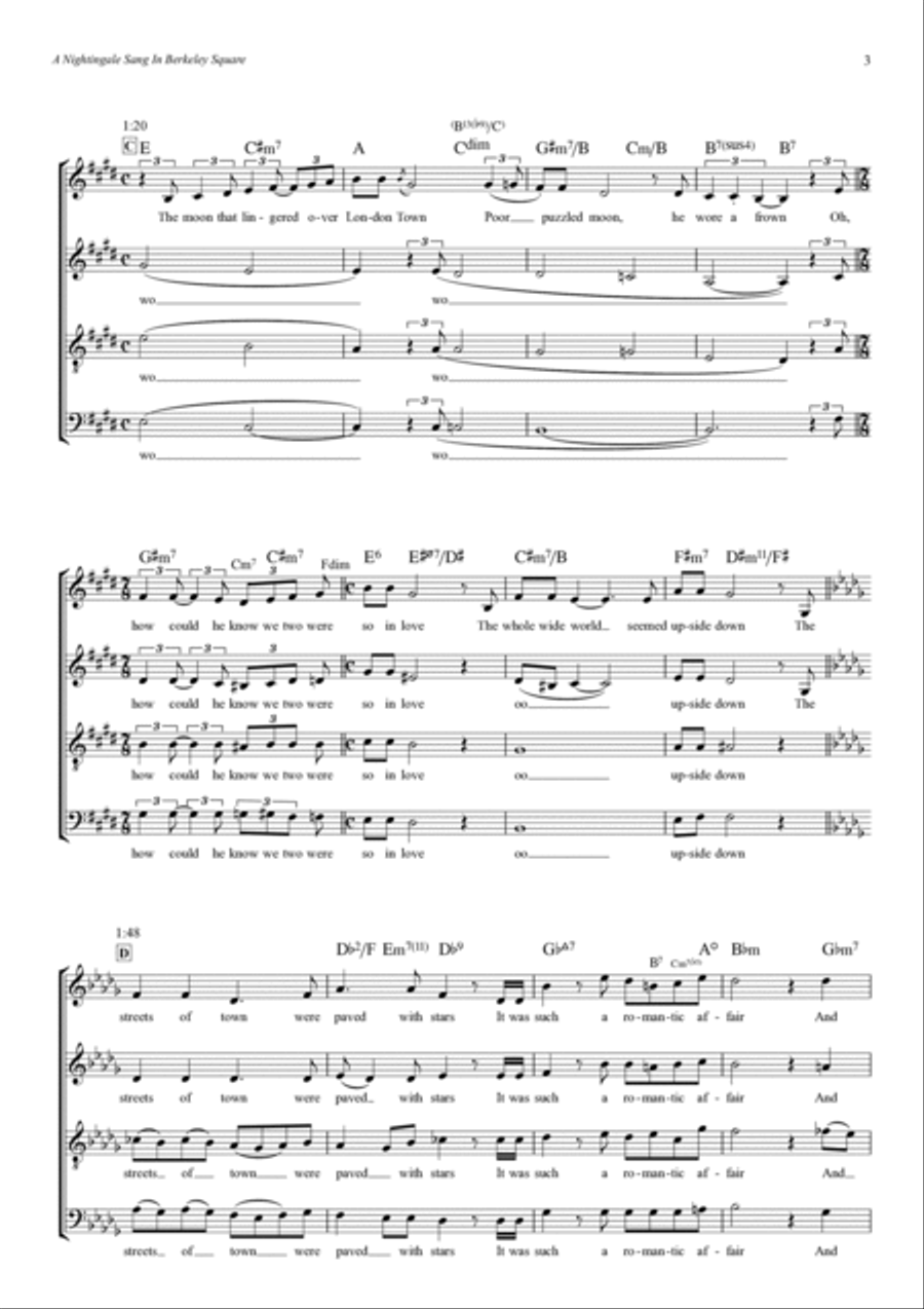A Nightingale Sang In Berkeley Square 4-Part scores gallery preview page 3