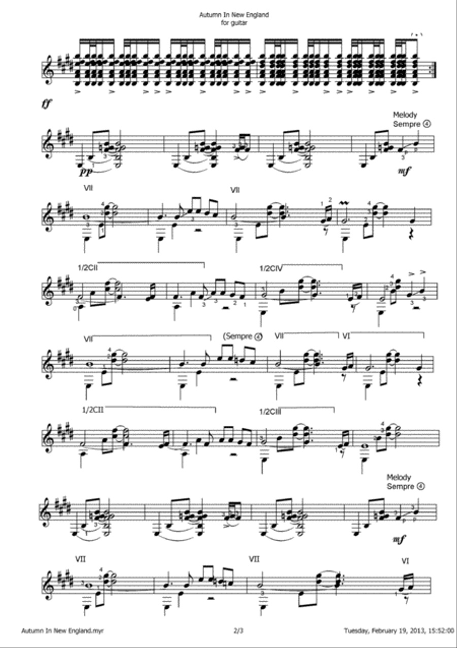 Autumn In New England Classical Guitar scores gallery preview page 2