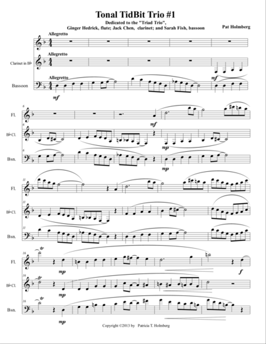 Tonal Tidbit No.1 for Woodwind Trio Woodwind Trio scores gallery preview page 1