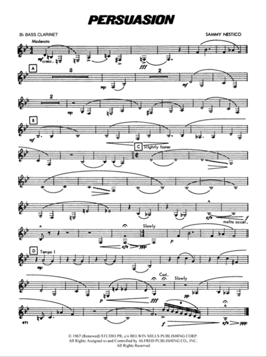 Persuasion: B-flat Bass Clarinet Concert Band scores gallery preview page 1