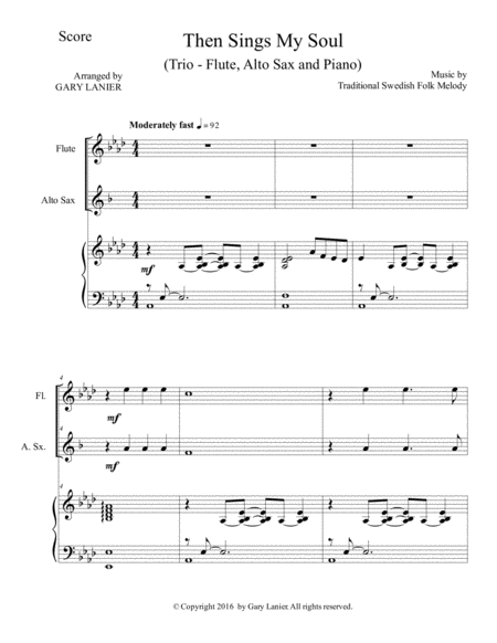Trios for 3 GREAT HYMNS (Flute & Alto Sax with Piano and Parts) image number null