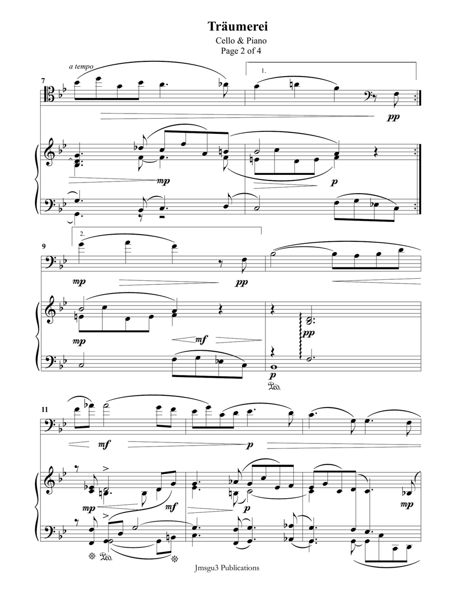 Schumann: Träumerei Op. 15 No. 7 for Cello & Piano Piano scores gallery preview page 2