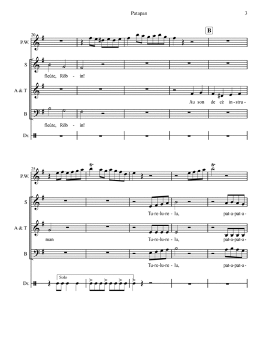 Patapan for 2 part choir 3-Part scores gallery preview page 3