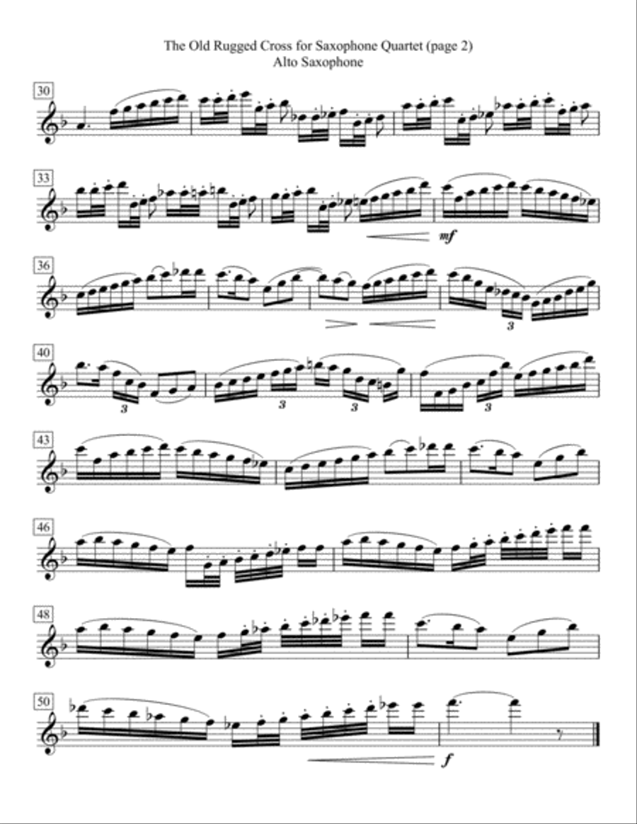 The Old Rugged Cross for Saxophone Quartet Saxophone Quartet scores gallery preview page 4