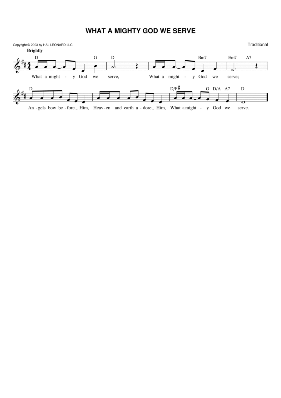 What A Mighty God We Serve Flute scores gallery preview page 1
