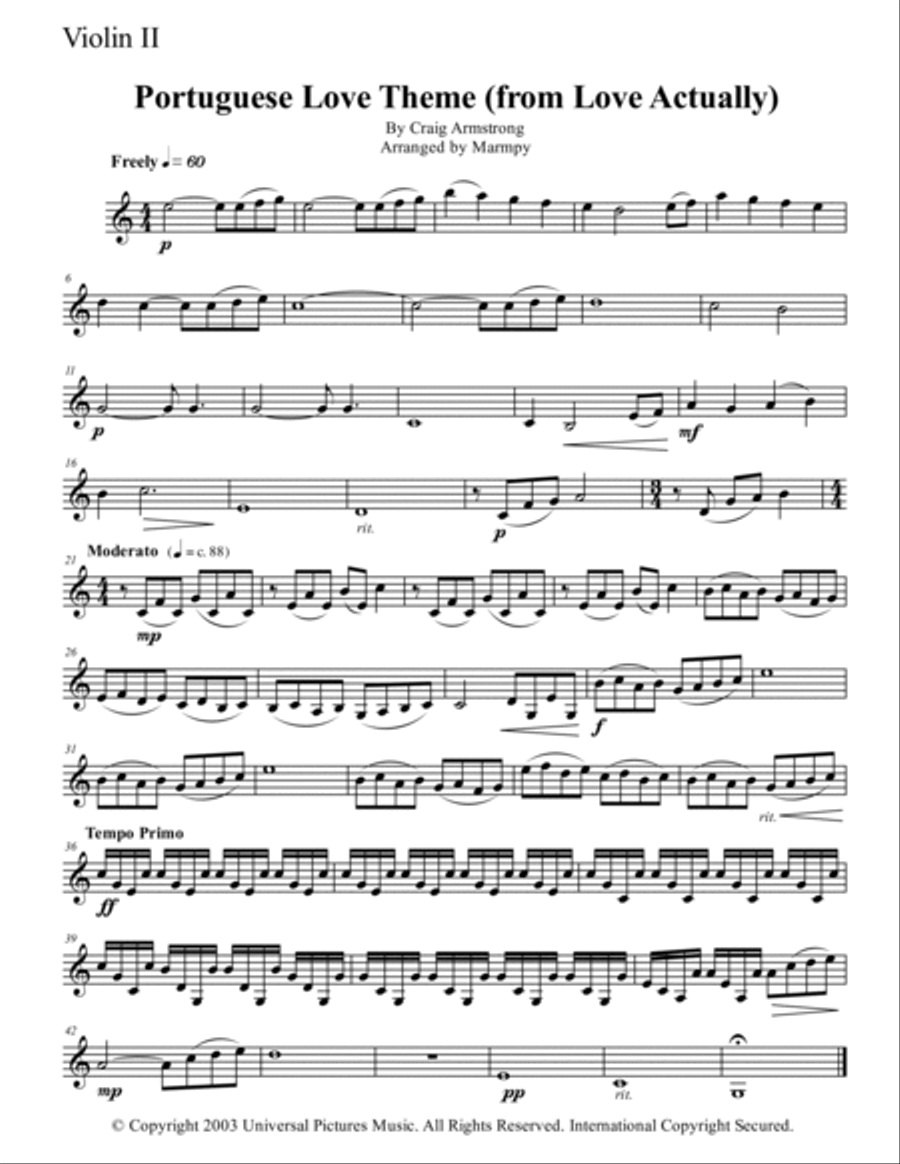 Portuguese Love Theme Portuguese Love Theme String Quartet scores gallery preview page 2