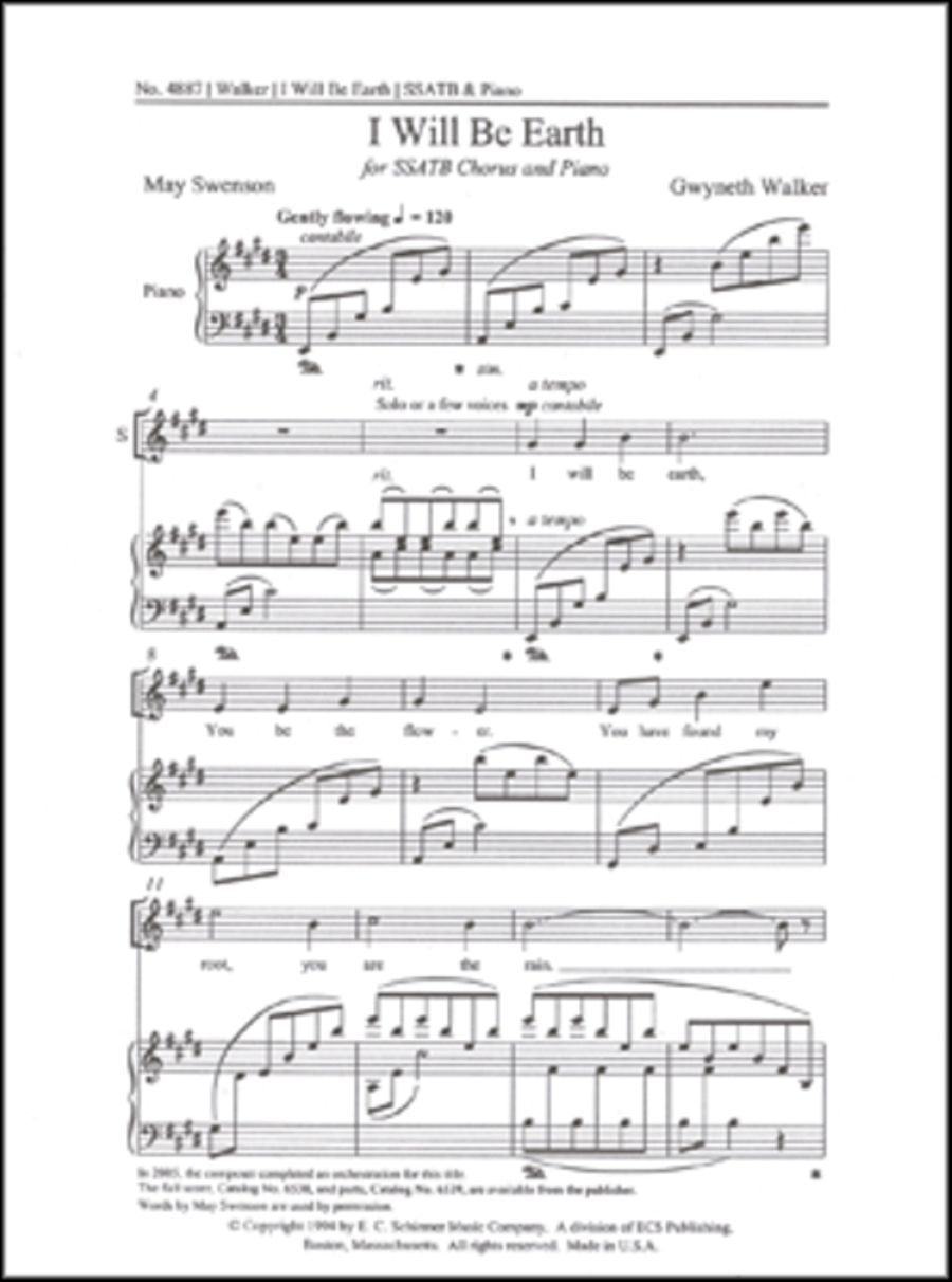I Will Be Earth (Choral Score) SSATB scores gallery preview page 1
