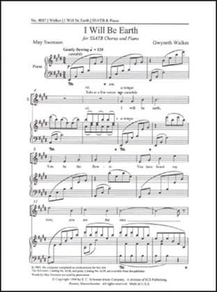 Songs for Women's Voices: 6. I Will Be Earth (Choral Score)