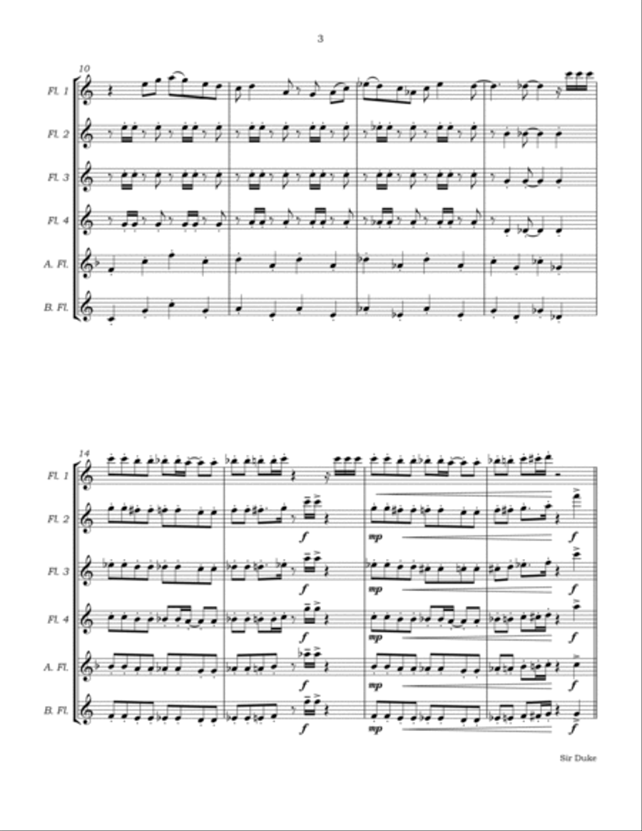 Sir Duke Sir Duke Flute Choir scores gallery preview page 6