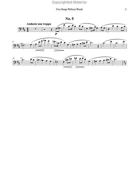 Five Songs Without Words for Euphonium & Piano by Ralph Sauer Euphonium - Sheet Music